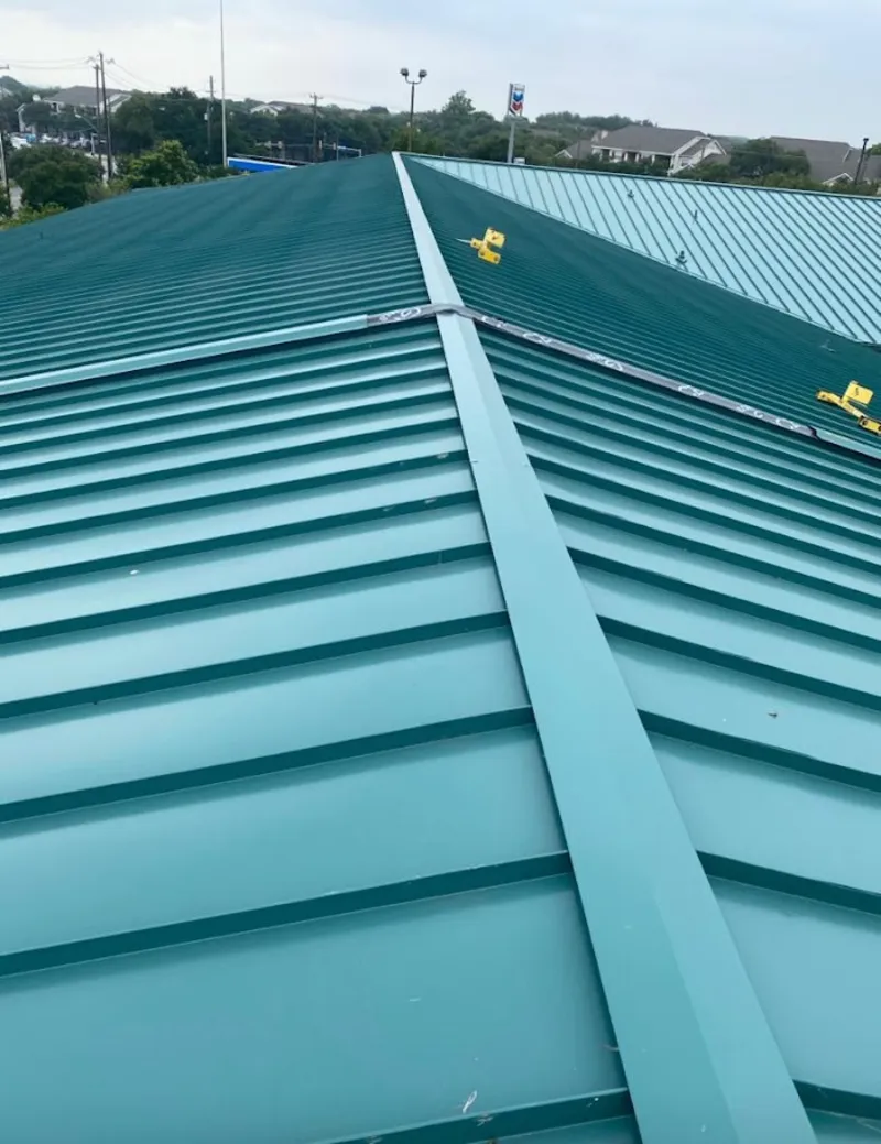 Green commercial metal roof ridge and valley for Metal Roof Repair in Mount Dora